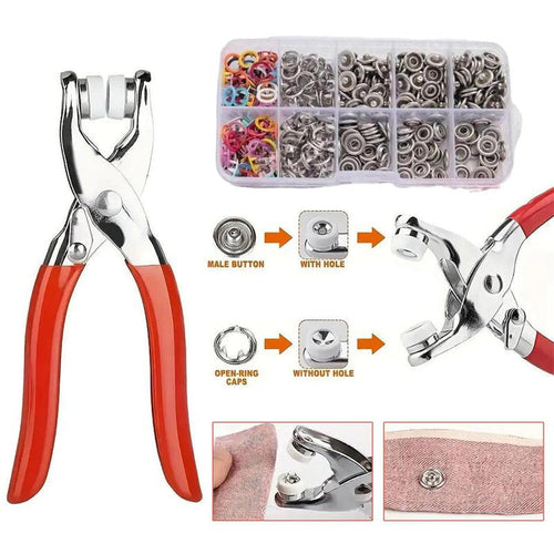 100 Sets Silver Colors 9.5mm Metal Copper Prong Snap Buttons With Pliers