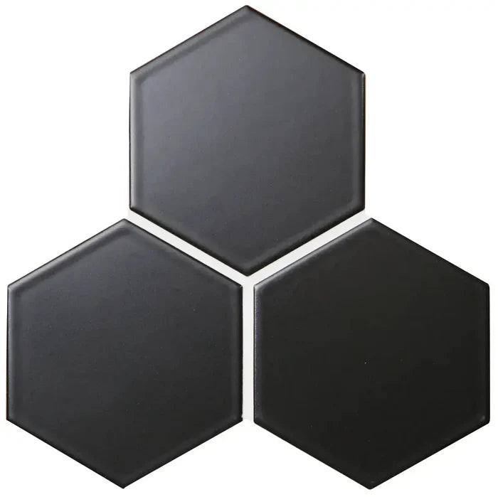 Shop Cepac Retro HEX-52M Matte Black 5" Hex |   Artistic Tile & Stone