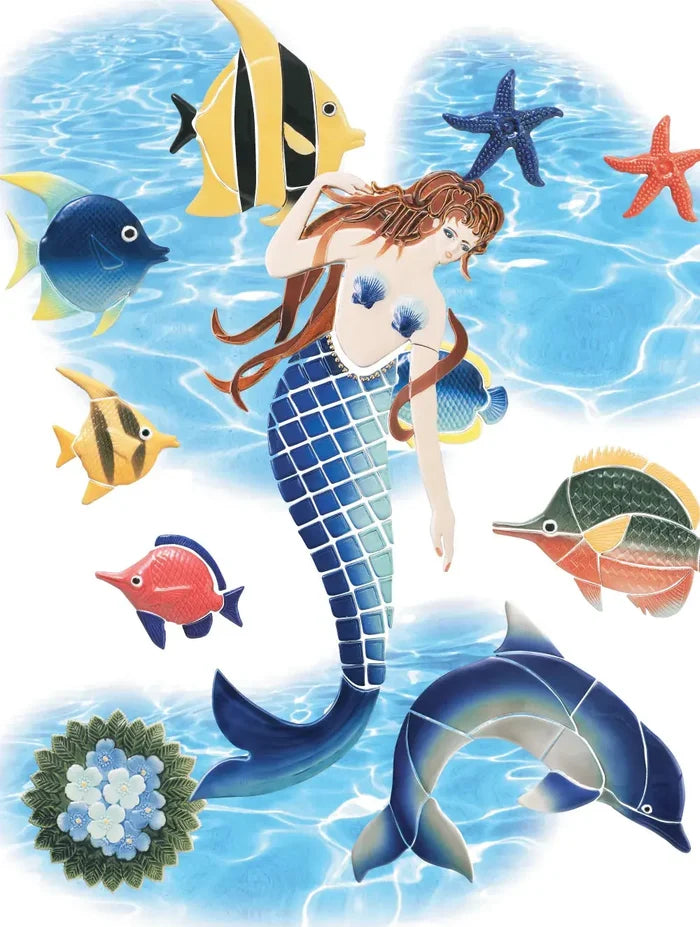 Shop Cepac Waterworld Curved Dolphin 30 x 25 Pool Tile |   Artistic Tile & Stone