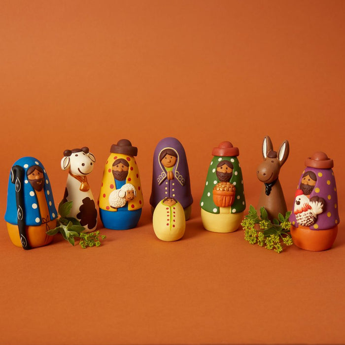 Cute & Colorful Ceramic Tabletop Nativity Set of 8