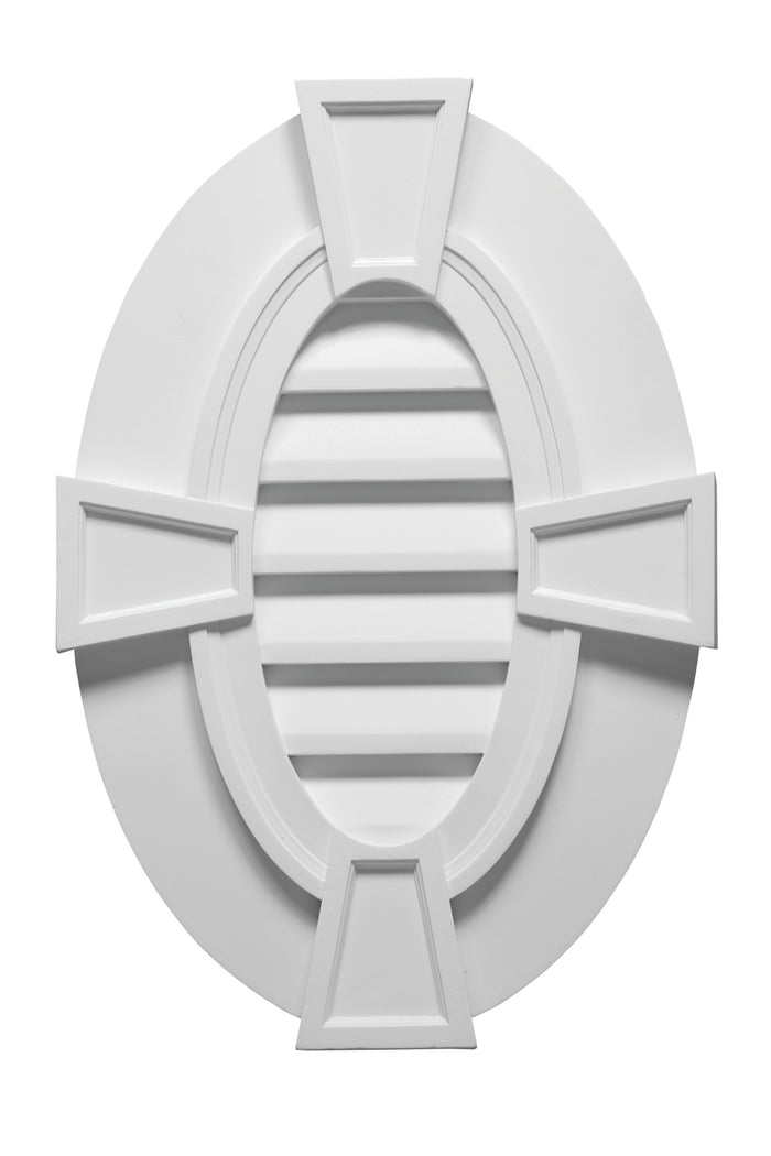 Decorative Louver Vertical Oval with Flat Trim and Keystones