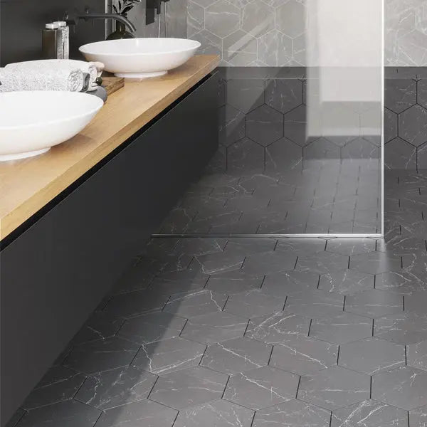 Shop Mir Terra Nero Hex | Artistic Tile & Stone