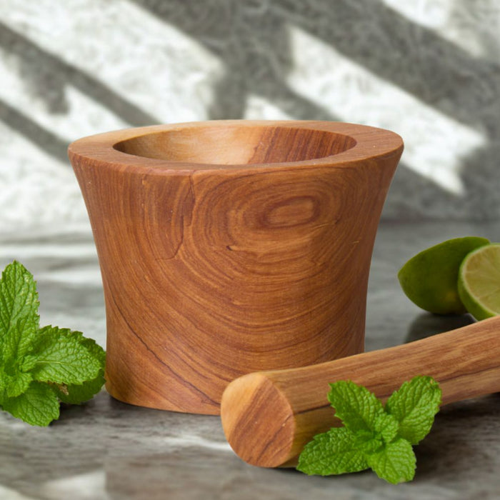 Small Natural Olive Wood Mortar Pestle Set