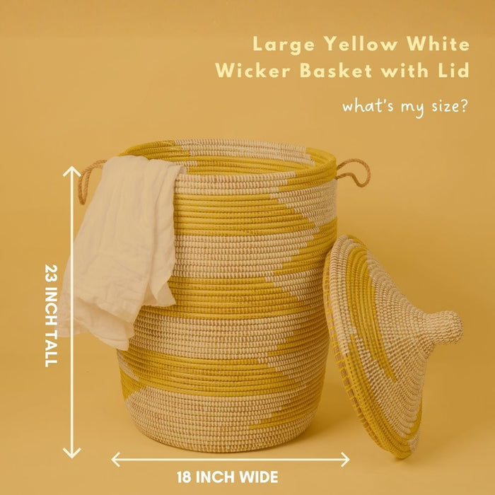 Yellow White Decorative Wicker Baskets
